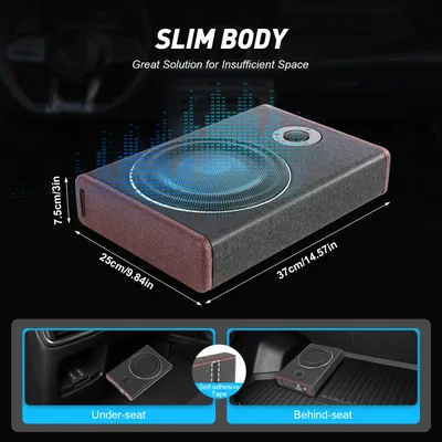 8 Zoll 600 W Underseat Car Audio Ultra Slim Compact Active Subwoofer System Lauter Sound Audio Active Bass Box