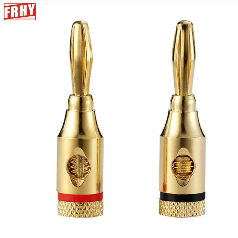 2 Stück 24 Karat vergoldeter 4-mm-Bananenstecker für Audio-Video-Lautsprecherkabel, offener Schraubentyp Image
