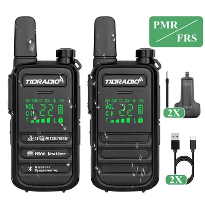 TIDRADIO 2PCS TD-M11 Walkie Talkies IP55 Waterproof Licence Free Mini Walkie Talkies PMR FRS Long Range Communication Radio