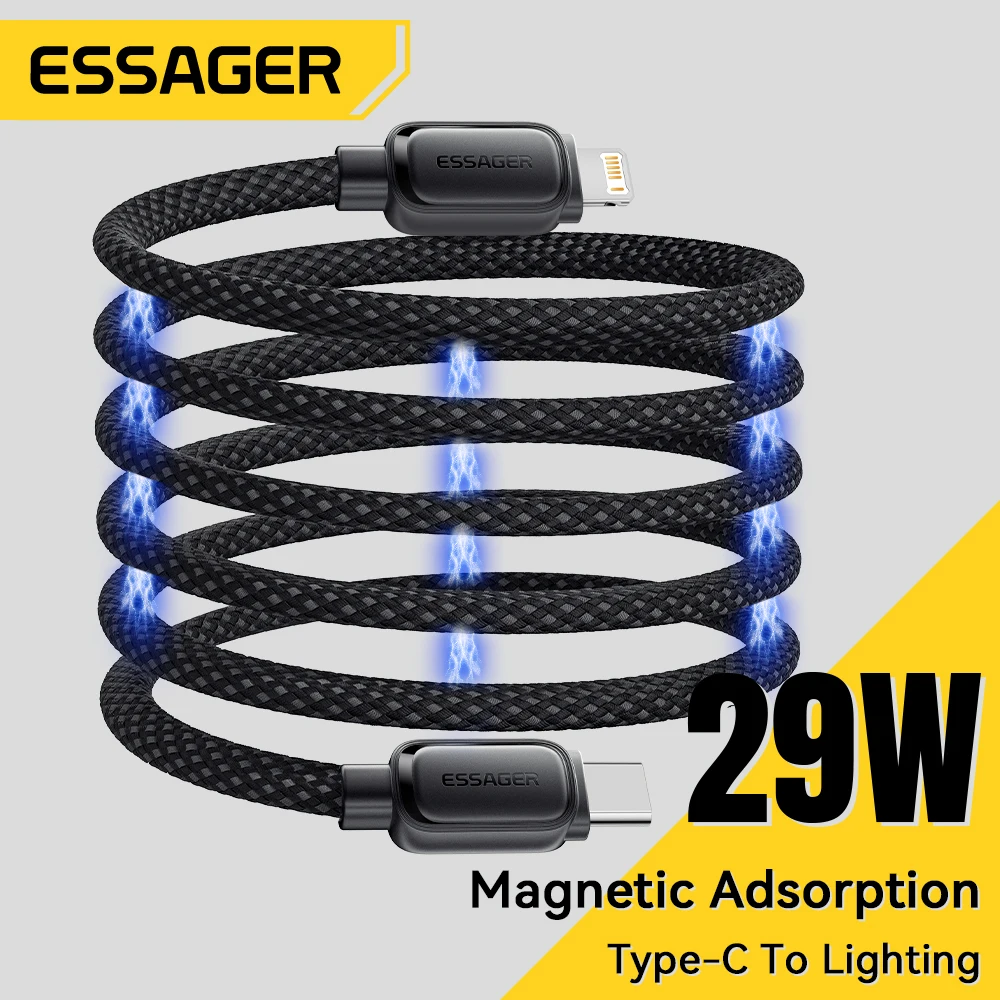 Essager PD 29 W Typ-C-zu-Lightning-Kabel 3A Schnelllade-Magnetkabel für iPhone 14 13 12 11 Pro Max XS Plus iPad MacBook Image