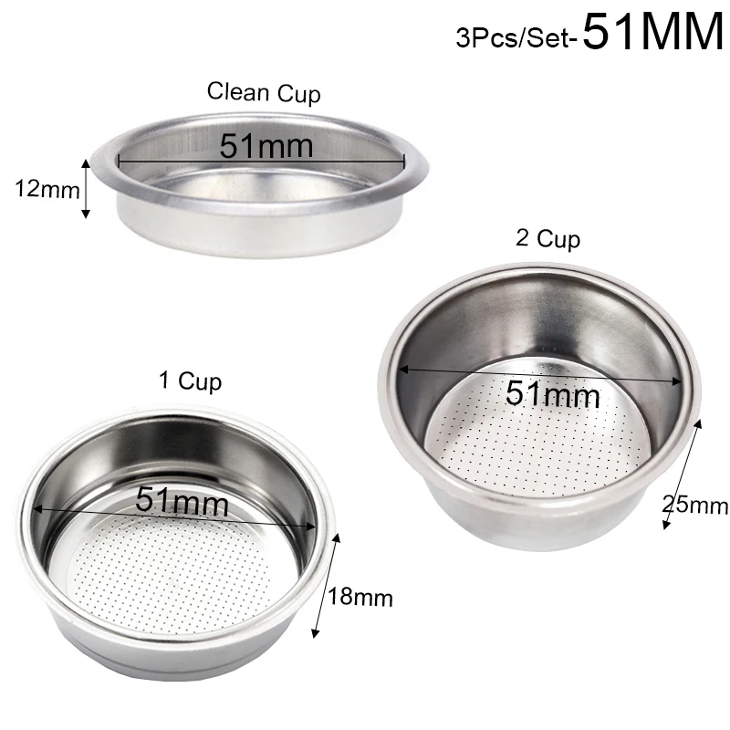 51mm Edelstahl Kaffeefilter korb 1/2/4 Tasse Espresso Tropf Sieb Sieb Kaffee maschine Sieb Kaffee Puck Bildschirm Image