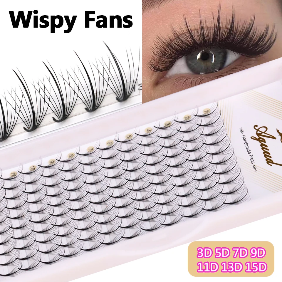 AGUUD Wispy Fans Russland Volumen Wimpernverlängerung Spitze Basis Vorgefertigte 3D 5D 7D 9D Hybrid Fan Sandwich Faux Mink Spike Lash Cluste Image