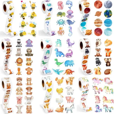 100-500PCS Neue kinder Aufkleber Tier Aufkleber Kleine Rolle Kinder Verpackung Pack Roll Aufkleber Photocard Decor etiketten TZ312 Image