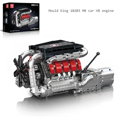 Mould King 10203 M8 Auto V8 Motor Technisches Autoteil Spielzeug Baustein Montage Ziegel Kinder Image