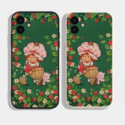 EpcCute Girl Strawberry S-Shortcake Phone Case Silicone Soft For IPhone 16 15 14 13 12 11 Plus Pro Max Plus