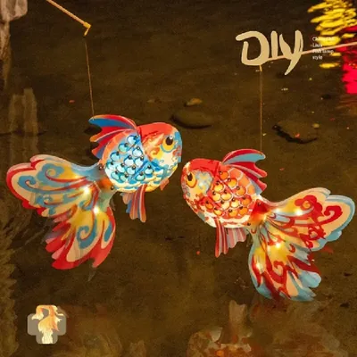 Fischlaterne, Festivallaterne, DIY, tragbar, leuchtend, antikes Glas, handgefertigt, immaterielles Image