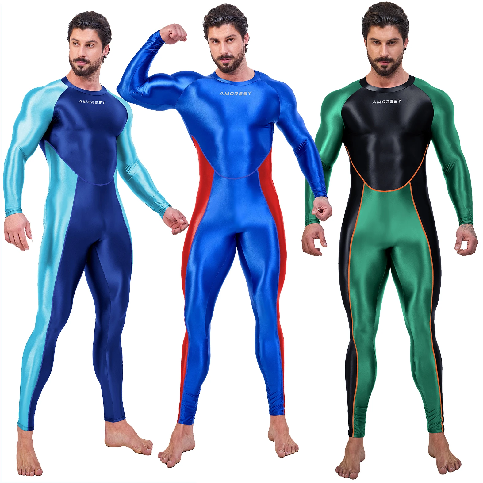 AMORESY Sexy Hot Männer One Piece Haut Body Cosplay Catsuit Overalls Stretch Bodystocking Spandex Zentai Anzug