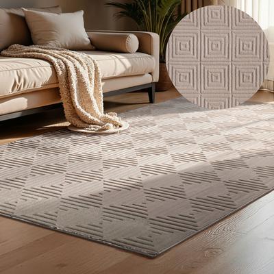 Designteppich ELLE DECORATION "Tourmaline", beige (creme beige), B:160cm H:9mm L:235cm, Polypropylen, Teppiche, Wohnzimmer, Schlafzimmer, Läufer, Hoch-Tief Effekt, Flur, Glanz Image