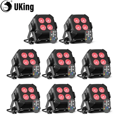 U'King 8Pcs/Set Square LED Par Lights 4X8W RGB LED Stage Light Remote&DMX Controlled DJ Light For Wedding Party Club Disco Event