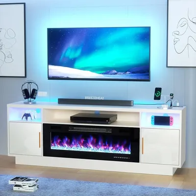 Electric Fireplace TV Stand-Led Entertainment Center-70 inch TV Stand with 36" Electric