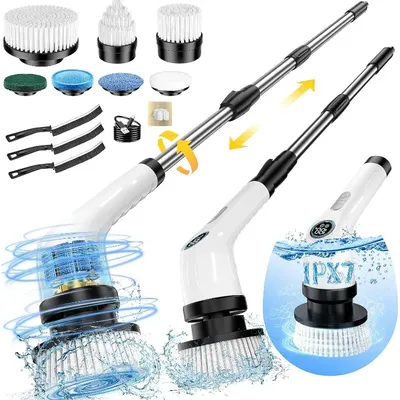 Electric Spin Scrubber, Full-Body IPX7 Waterproof Cordless Power Cleaning Brush with Adjustable