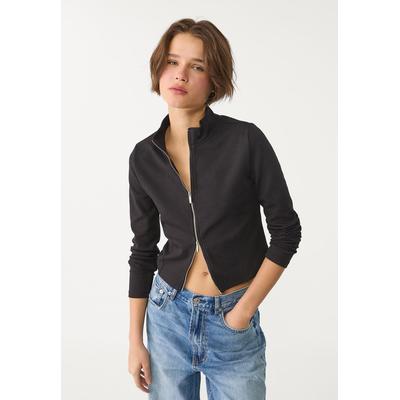 Stradivarius Fitted sweatshirt with zip Black L