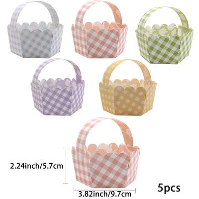 TEMU 5pcs Colorful Candy Boxes With Easter - Pastel Paper Buckets For Party Table Decorations & Gift Packaging, No Image