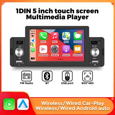 5 Zoll 1din Universal-HD-Bildschirm intelligentes System Multimedia-Player-Unterstützung spielen Video-Backup-Kamera FM Radio verkabelt Auto-Play BT Auto GPS Multimedia Radio, 8-Kern DSP ohne DVD