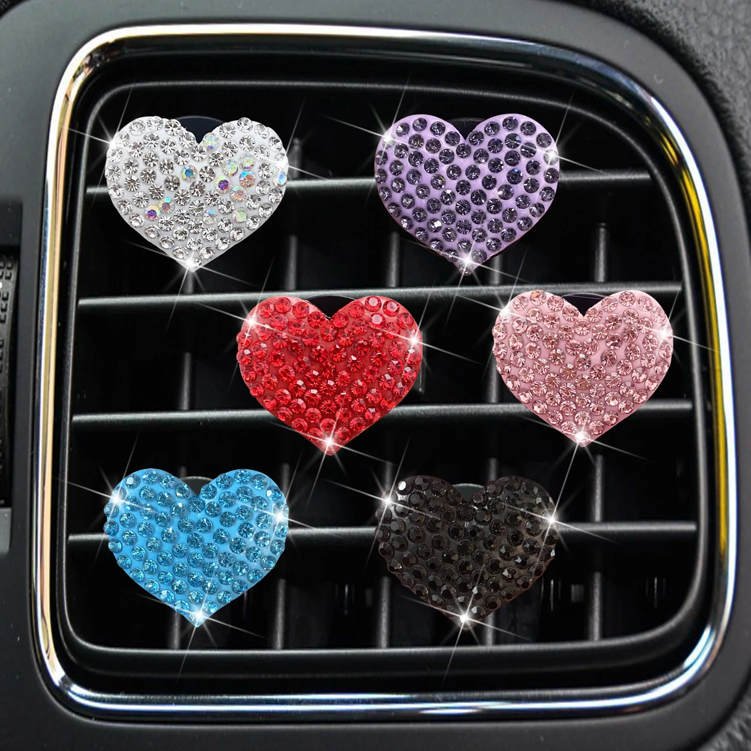 Herzförmige Auto Lufter frischer Auto Outlet Parfüm Clip Diamanten bling Entlüftung festen Duft Diffusor Auto innere Ornament Frauen Image
