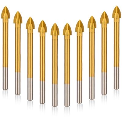 10-teiliges Steinbohrer-Set, Titanbeschichtetes Glas-Hartmetall-Bohrer-Set für Beton, Stein, Image