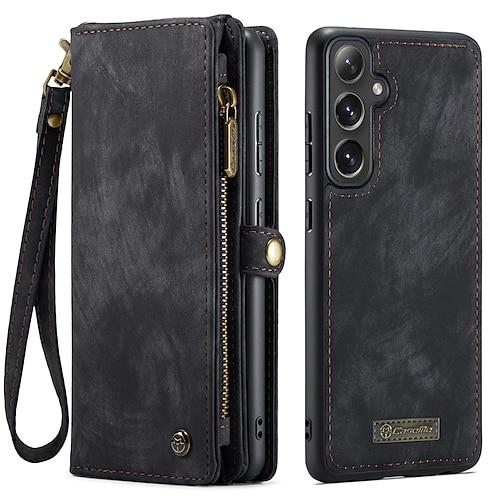 Handy Hülle Handyhüllen Für S26 Ultra Plus S25 S24 S23 S24 FE S22 S21 Ultra Plus S20 A55 5G A35 5G Brieftaschenhülle Mit Ständer Magnetisch Reisverschluss Retro TPU PU-Leder Image