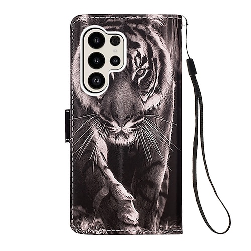 Handy Hülle Handyhüllen Für Samsung Galaxy S26 Ultra Plus S25 S24 S23 S22 S23 FE S21 Ultra Plus S20 A14 A34 Rückseite Brieftaschenhülle Mit Ständer Magnetisch Mit Handgelenkschlaufe Retro TPU PU-Leder Image