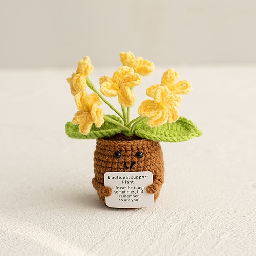 Handgemachtes emotionales Geschenk Blume Häkeldoll Inspirierende Geschenke mit Karten Süße gestrickte lustige Unterstützung freund Geburtstags Valentinstagsgeschenk Image