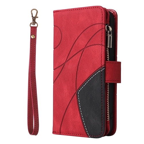 Handy Hülle Handyhüllen Für Samsung Galaxy S26 Ultra Plus S25 S24 S23 S22 S21 FE S21 Ultra Plus S20 A73 A53 Brieftaschenhülle Flip Reisverschluss Mit Handgelenkschlaufe Einfarbig PU-Leder Image