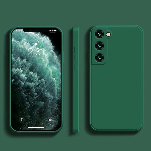 Handy Hülle Handyhüllen Für Samsung Galaxy S25 S24 S23 S22 S21 FE S21 Ultra Plus A13 S20 A12 A32 Flüssige Silikonhülle Schlank Kratzfest Weiche Kanten Einfarbig Silikagel Image