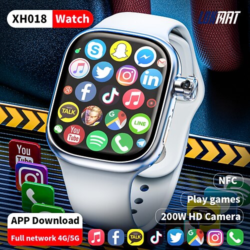 LOKMAT XH018 Smartwatch 2.04 Zoll Smart Watch Telefon 3G 4G Bluetooth Schrittzähler Anruferinnerung Herzschlagmonitor Kompatibel mit Android iOS Damen Herren GPS Freisprechanlage Mediensteuerung IPX-4