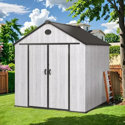 8 * 8 FT Resin Storage Shed, Foldable Panels, Easy To Install, with Lockable Doors & Vents, for