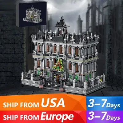 7499PCS Lunatic Hospital Model MOC 613002 City Street View Psychiatric Architecture Building Blocks With Lighting Toys Kids Gift