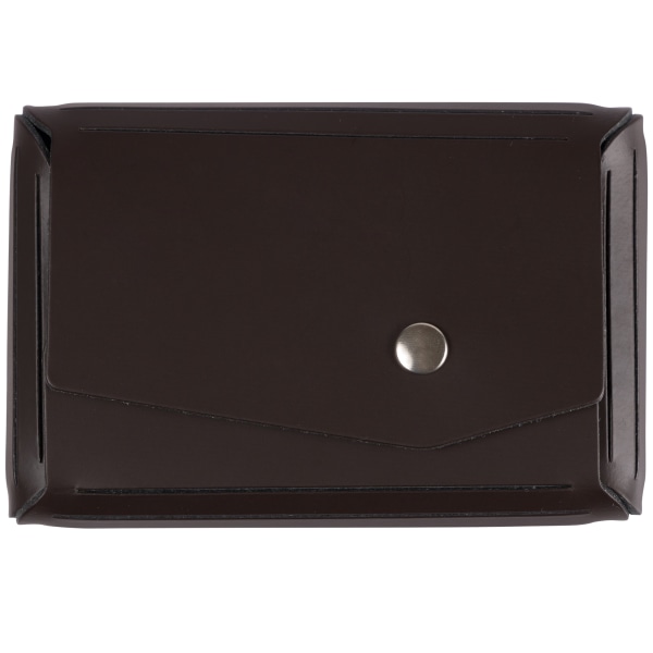 Jam Paper Leather Business Card Case, Angular Flap, 2 1/2" X 4" X 3/4", Dark Brown