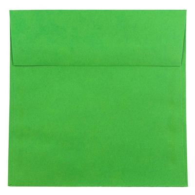 Jam Paper Color Square Invitation Envelopes, 8 1/2" X 8 1/2", Gummed Seal, 30% Recycled, Green, Pack Of 25