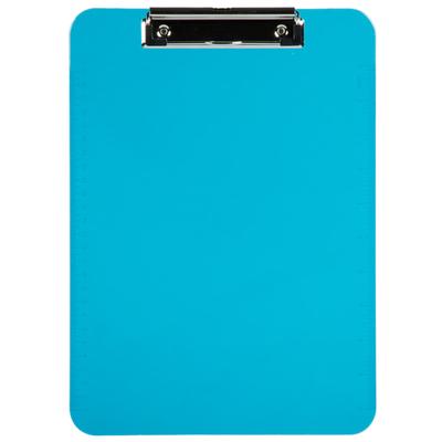 Jam Paper Plastic Clipboards With Metal Clip, 9" X 13", Blue, Pack Of 12