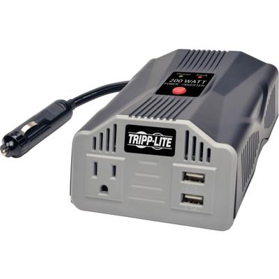 Tripp Lite Ultra-Compact Car Inverter 200W 12V DC to 120V AC 2 USB Charging Ports 1 Outlet - DC to AC power inverter battery charger - 12 V