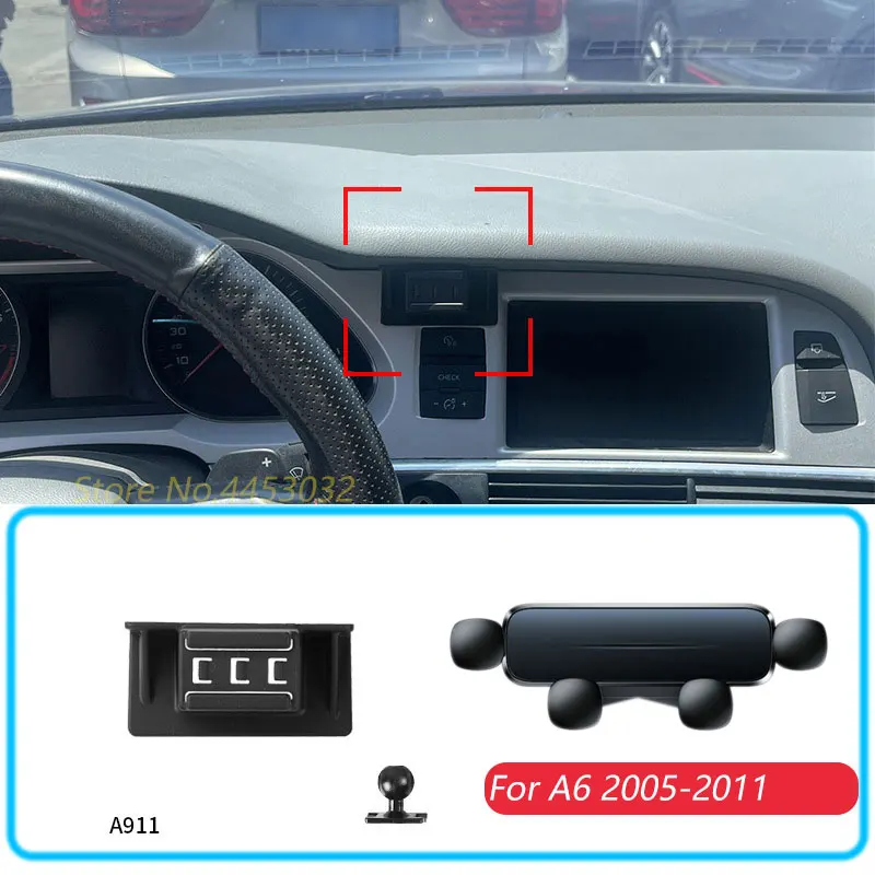 Auto Telefon Halter Für Audi A6 2005-2011 Schwerkraft Ständer Halterung Unterstützung Horizontale GPS Mobile Halterung Zubehör Mit basis Image