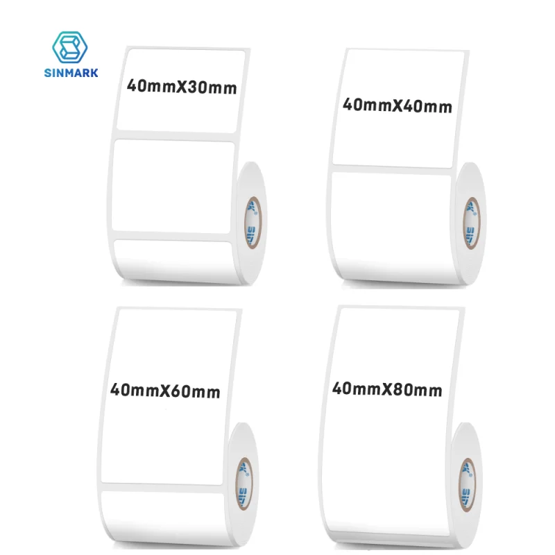 40 mm breiter Thermo-Etikettenaufkleber, weißes selbstklebendes Etikettenpapier, Kleidung, Warenpreis, Lebensmitteletikett, selbstklebende Etiketten Image