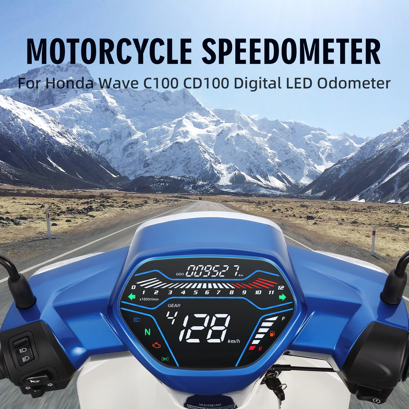 Digitaler Motorrad-Tachometer, weiße Hintergrundbeleuchtung, Multi-LED-Dashboard-RPM für EX5 Class1 CX DX Honda Wave C100 CD100 Speed Odomete Image