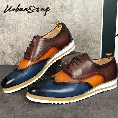 Luxury Brand Designer Business Casual Sneaker Shoes for Men Genuine Leather Lace-up Sports Outdoor