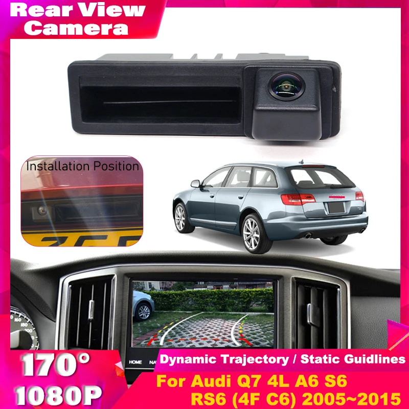 Ccd hd fisheye Rückfahr kamera für audi q7 4l a6 s6 rs6 (4f c6) 2005 ~ 2015 Kofferraum griff Rückfahr monitor Nachtsicht Image