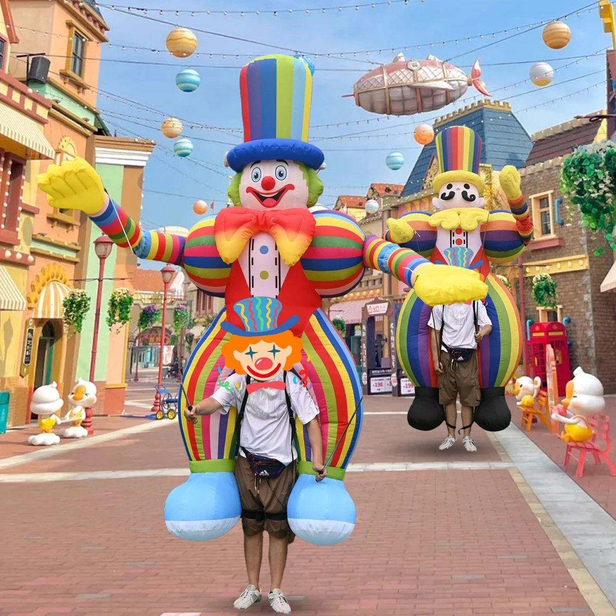 3 m/3,5 m riesiger aufblasbarer Clown-Anzug für Erwachsene, mit langen Beinen, Clown-Requisiten für Karneval, Unterhaltungen, handgesteuerter Carry-Clown Image
