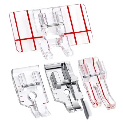 4Pcs 1/4" Sewing Machine Presser Foot with Edge Guide Clear View Quilting Presser Foot for Home Sewing Machine Accessories