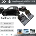 Tappetini per Auto per Smart Fortwo 451 453 2007 ~ 2019 cuscinetti impermeabili a 2 posti Driver a mano leggero tappeto tappeto da pavimento accessori Auto