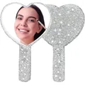 Specchio per trucco portatile con diamanti Specchio per cuore d'amore Manico femminile Trucco Strumenti di bellezza cosmetica Specchio per trucco per ragazze con trucco portatile