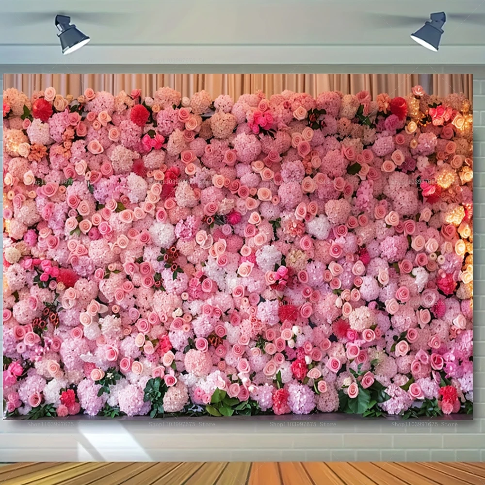 Hochzeit Blumen Vorhang Hintergrund Braut Dusche Verlobung Zeremonie Party Fotografie Hintergrund Wand Dekor Foto Studio Requisiten Image