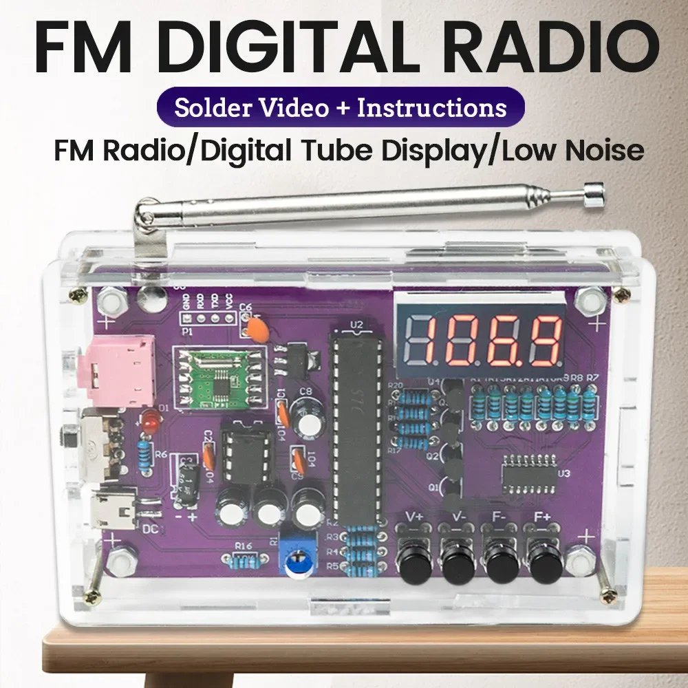 DIY FM Radio Elektronische Kit Einstellbare Frequenz 87-108 MHz Digital Display DIY Löten Projekt Praxis Solder RDA5807S Image