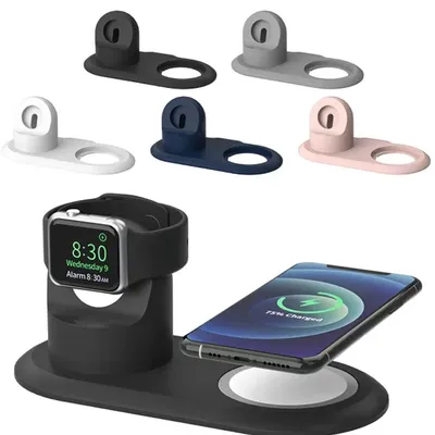 Silikon-Handyhalter-Ständer für iPhone 13 Pro Max Apple Watch Magsafe Ladegerät Ladestation Dock Schreibtischhalterung Macsafe Cradle