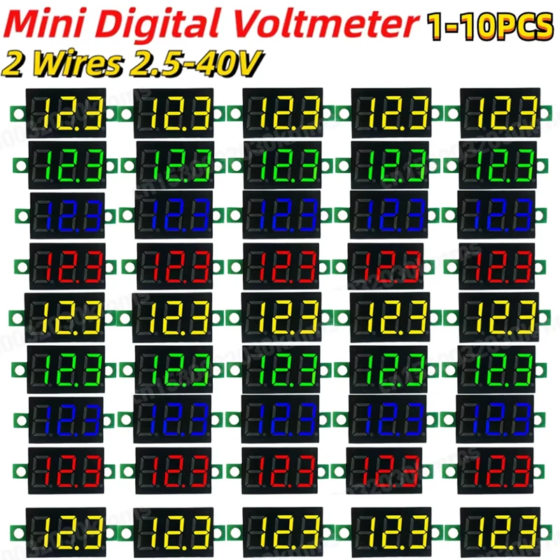 1-10PCS 2 Drähte Mini Digital Voltmeter Led-bildschirm Display 0,28 Zoll DC 5V-30V spannung Tester Meter Power Spannung Detektor Werkzeug Image