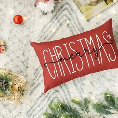 Weihnachten dekorative Leinen Kissen bezug Sofa werfen Kissen bezug Rechteck Weihnachts dekorationen Wohnkultur Kissen bezug Image