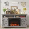 TV Stand for TVs Up To 65 Inch, Entertainment Center with Open Storage and Side Cabinets Rustic