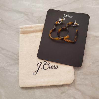 J. Crew Jewelry | J.Crew Valentines Day Hoop Dangle Drop Tortoise Heart Drop Dagnle Earrings | Color: Black/Brown | Size: Os