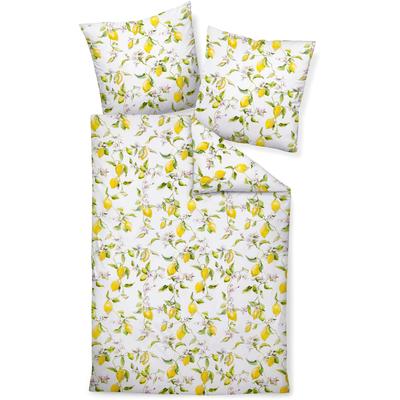 Bettwäsche JANINE "modern art S 42104", gelb (zitronengelb), B/L: 155cm x 220cm, , Mako-Satin, B/L: 80cm x 80cm, Mako-Satin, Obermaterial: 100% Baumwolle, Bettwäsche, mit Reißverschluss Image