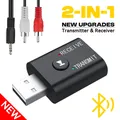 Ricevitore trasmettitore audio Bluetooth 2 in 1 con microfono HD Adattatore wireless per musica stereo USB AUX da 3,5 mm per kit per auto Altoparlante TV PC